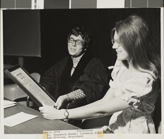 Photograph of Rosemary Masek and Anne Wilkins, University of Nevada, Las Vegas, April 1974