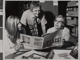 Photograph of individuals at library, University of Nevada, Las Vegas, September 1975
