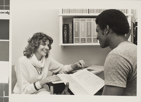 Photograph of Dr. Charlotte Boyle and man, University of Nevada, Las Vegas, 1981