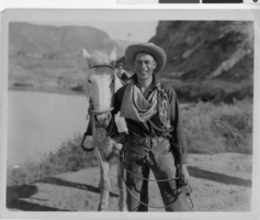 Photograph of male star and horse from the movie Water, Las Vegas, 1929