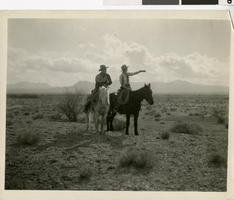 Photograph of Alta Ham and another person with horses near Colorado River, 1929
