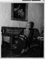 Photograph of Alta Ham seated on sofa, Las Vegas, circa 1950