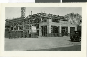 Photograph of El Portal theater under construction on Fremont Street, Las Vegas, circa early 1900s