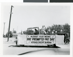 Photograph of the Vegas Credit Bureau parade entry, Las Vegas, circa late 1920s to early 1930s