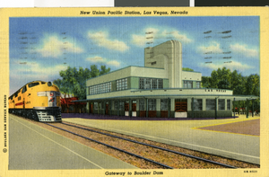 Postcard of Union Pacific Railroad Depot, Las Vegas, circa early 1930s to 1940s