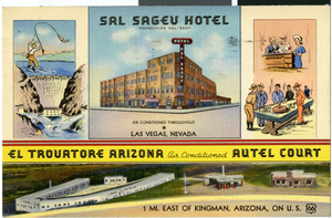 Postcard of Sal Sagev Hotel, Fremont Street, Las Vegas, circa 1940s