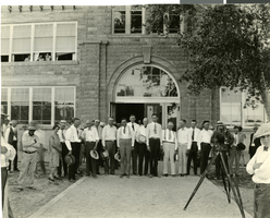Photograph of C. P. Squires and others at school, Overton, Nevada, circa 1930s-1950s