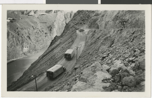 Photograph of Hoover Dam construction, circa early 1930s