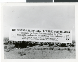 Photograph of a Nevada-California Electric Corporation sign, circa late 1920s - early 1930s
