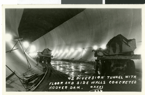 Postcard of Hoover Dam construction, circa late 1920s - early 1930s