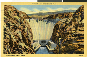 Postcard of Hoover Dam, circa mid 1930s to 1950s