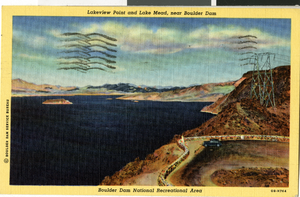 Postcard of Lake Mead and Hoover Dam, circa mid 1930s to 1950s