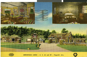 Postcard of Arrowhead Lodge in Flagstaff, Arizona, circa mid 1930s to 1950s