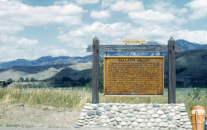 Slide of a sign in Gallatin Valley, Montana, circa 1950s to 1980s