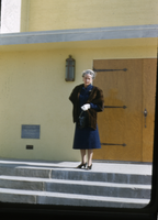 Slide of Mrs. Will Beckley at the Griffith Methodist Church dedication, Las Vegas, 1955