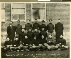 Photograph of Fred Holmes Wilson with his high school football team in Florence, Colorado, 1915