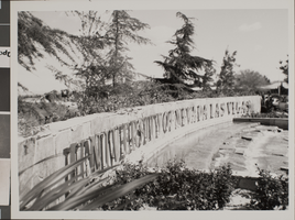 Photograph of UNLV sign and fountain, University of Nevada, Las Vegas, circa 1980s