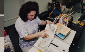Photograph of library student assistants, University of Nevada, Las Vegas, 1999