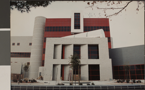 Photograph of the front of the Rod Lee Bigelow Health Sciences building, University of Nevada, Las Vegas, circa 1991-1992