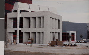 Photograph of the exterior of the Rod Lee Bigelow Health Sciences building, University of Nevada, Las Vegas, circa 1991-1992