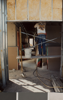 Photograph of a construction worker on the fifth floor, University of Nevada, Las Vegas, Las Vegas, October 4, 1991
