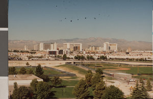 Photograph of the Las Vegas strip from the UNLV campus, University of Nevada, Las Vegas, Las Vegas, October 4, 1991