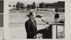 Photograph of groundbreaking ceremony speaker, University of Nevada, Las Vegas, circa 1991-1992