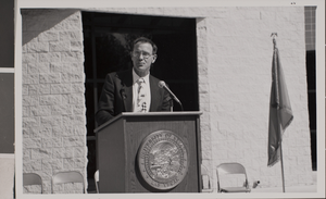 Photograph of a speaker at the groundbreaking ceremony, University of Nevada, Las Vegas, circa 1991-1992