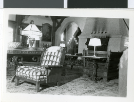 Photograph of the living room inside Scotty's Castle in Death Valley, California, circa 1930s to 1970s
