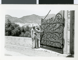 Photograph of a gate at Scotty's Castle in Death Valley, California, circa 1930s to 1970s