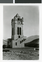 Photograph of the clock tower at Scotty's Castle in Death Valley, California, circa 1930s to 1950s