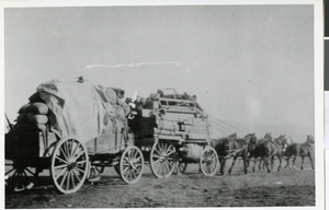 Photograph of a wagonload of lumber from Ed Von Tobel Lumber Company, Las Vegas, circa 1900s.