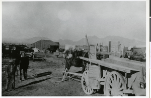 Photograph of a building supply yard, Las Vegas, fall 1905