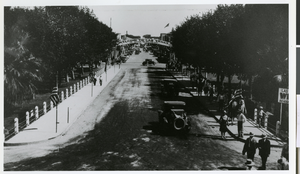 Photograph of a banner across Fremont Street, Las Vegas, June 23, 1919