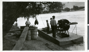 Photograph of Merle Emery's boat at the beginning of a trip, circa 1930s