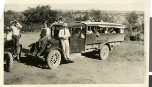 Photograph of a Moapa Valley school bus, circa 1914-1920s