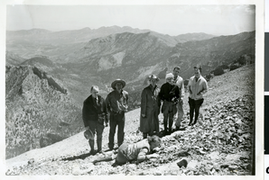 Photograph of a climb to Charleston Peak, 12,000 feet elevation, Mount Charleston, 1939