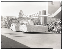 Film transparency of the Amelia Earhart Scholarship float entry in the Helldorado Parade, Las Vegas, Nevada, May, 1958