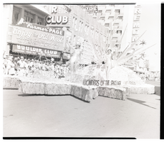 Film transparency of the "Wonders of the Space Age" float in the Helldorado Parade, Fremont Street, Las Vegas, Nevada, May, 1957
