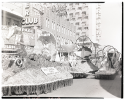 Film transparency of the Hotel Sahara float entry in the Helldorado Parade on Fremont Street, Las Vegas, Nevada, May, 1958