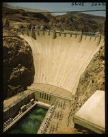 Film transparency of the face of Hoover (Boulder) Dam, taken from the downstream side of the dam on the Arizona side, May, 1947