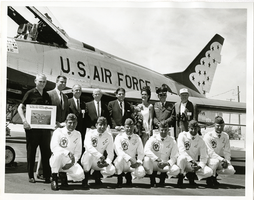 Photograph of Mayor Oran K. Gragson with USAF Thunderbirds, Nellis Air Force Base, Nevada, circa early 1960s