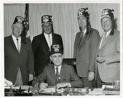 Photograph of Mayor Oran K. Gragson signing proclamation for the Western Shrine Association, Las Vegas, Nevada, circa 1960s