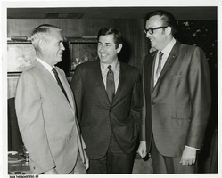 Photograph of Mayor Oran K. Gragson, Alaska Senator Mike Gravel, and John H. Meier of the Hughes-Nevada Corporation, April 13, 1969