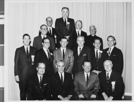 Photograph of Mayor Oran K. Gragson and other attendees of the International Exposition of Flight and General Aviation Conference, circa 1960s