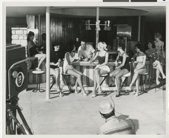 Photograph of Bluebell Girls poolside at Stardust Hotel, Las Vegas, 1958
