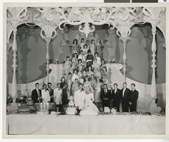 Photograph of Carole Sharpley and Buddy Bryan's wedding reception set at the Lido in the Stardust Hotel, Las Vegas, September 15, 1958