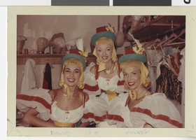 Photograph of Valda Boyne Esau and two Bluebell Girls for third Lido show at the Stardust, Las Vegas, 1961