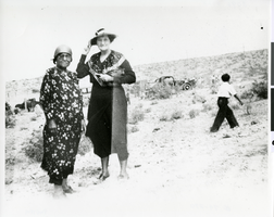 Photograph of Della White Fisk standing next to an unidentified Indian woman, circa 1930s