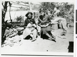 Photograph of Della White Fisk with two Indian women and a small child, Pahrump Valley or Ash Meadows, Nevada, circa 1880s-1910s